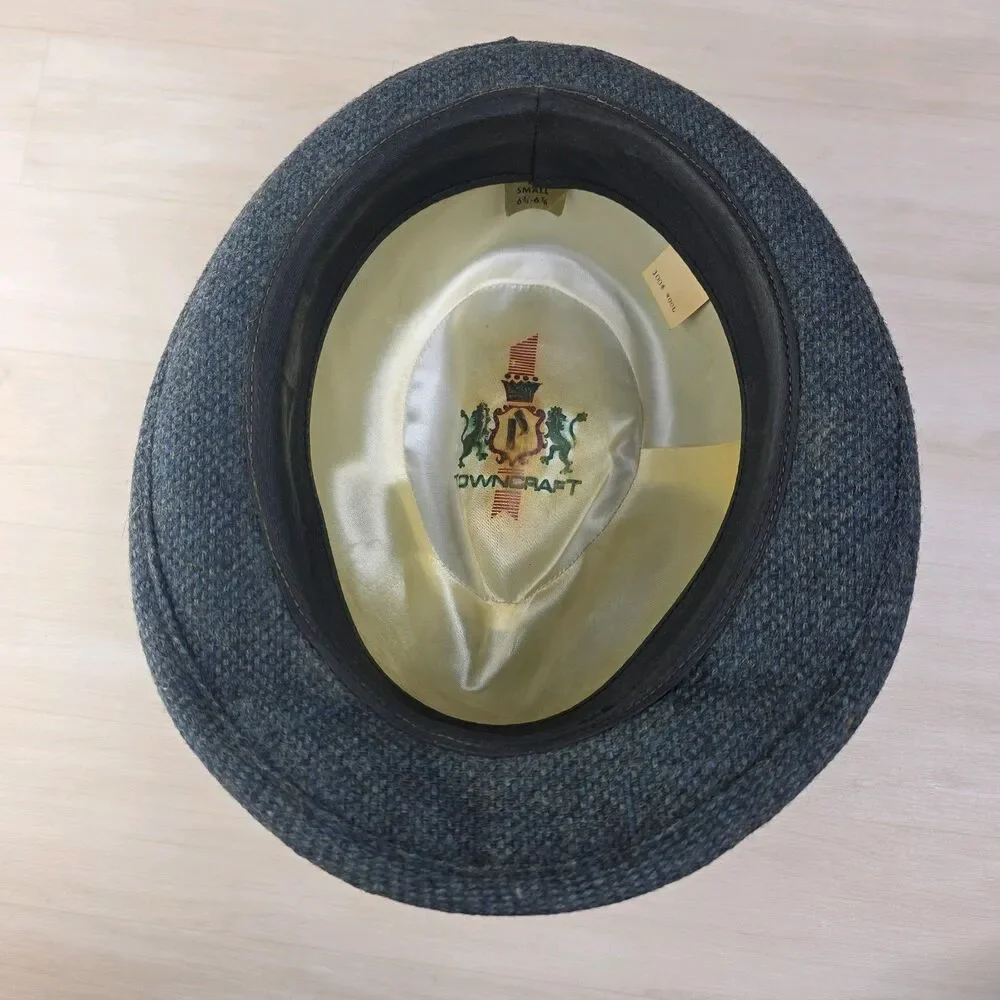 Vintage Tweed Wool Towncraft Fedora‎ Hat Gray Size Small 6 3/4 - 6 7/8